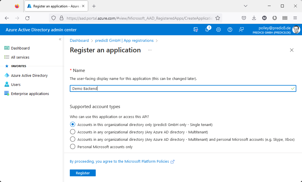 Backend Registration